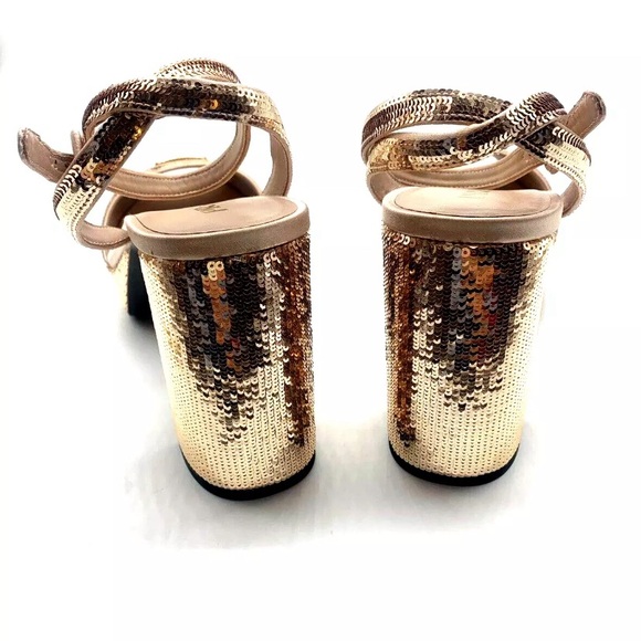 Prada Sequined Satin Platform Sandals - Picture 3 of 9